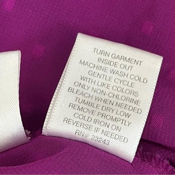 New York & Company Sheer Purple Peasant Blouse with Tie Neck Size M - Picture 7 of 11